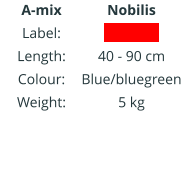 A-mix Label: Length: Colour: Weight:   Nobilis IIIIIIIIIIII  40 - 90 cm Blue/bluegreen 5 kg